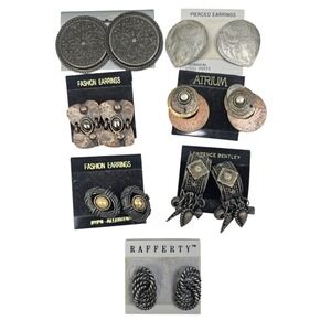 Vtg Earrings Lot 7 Pairs Mixed Metal Boho Southwestern Atrium Rafferty Bentley